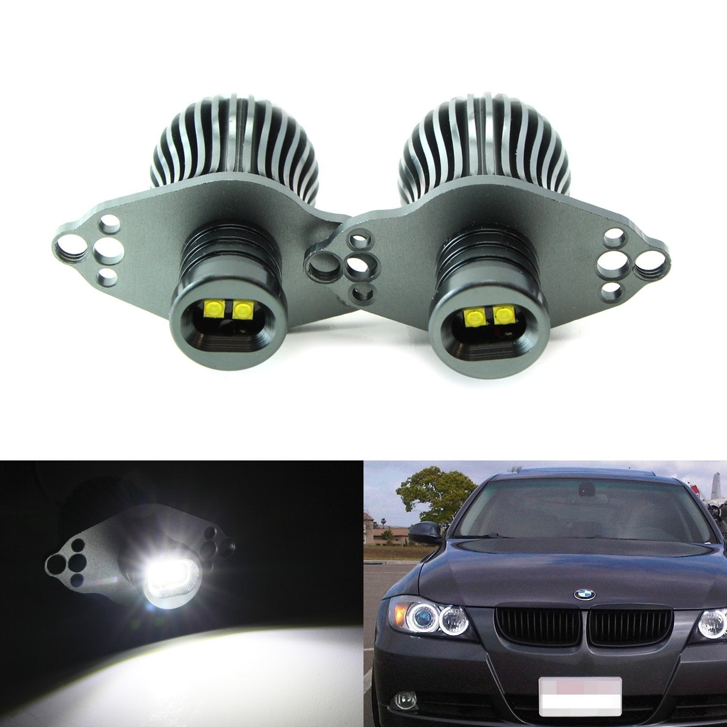 20W CREE LED BMW Angel Eyes Ring Marker Bulbs - Compatible with 2006-2012 E90 E91 3 Series - Bright White Halo Lights for Enhanced Visibility & Style - Perfect for Night Driving & Custom Car Upgrades