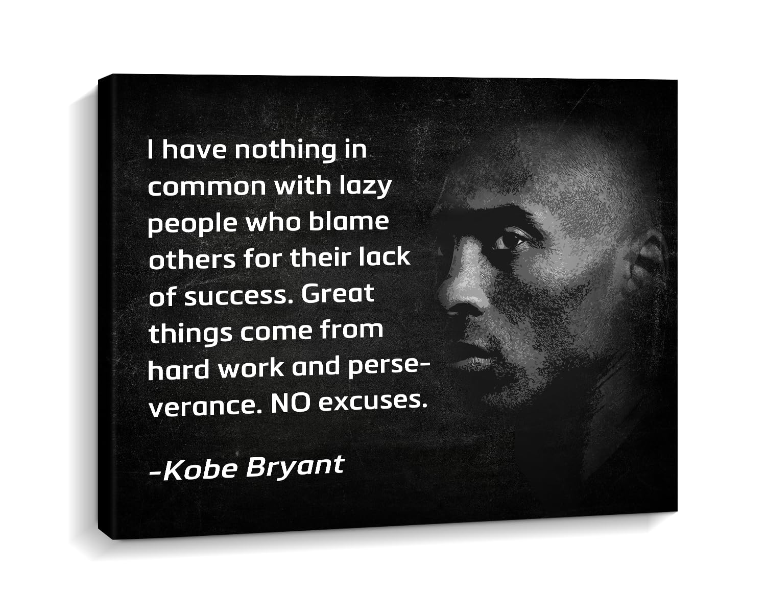 Kobe Bryant Motivational Canvas Wall Art - Inspirational Black & White Basketball Poster Print for Office, Teens Room, Gym Decor | Perfect for Sports Fans & Home Workout Spaces