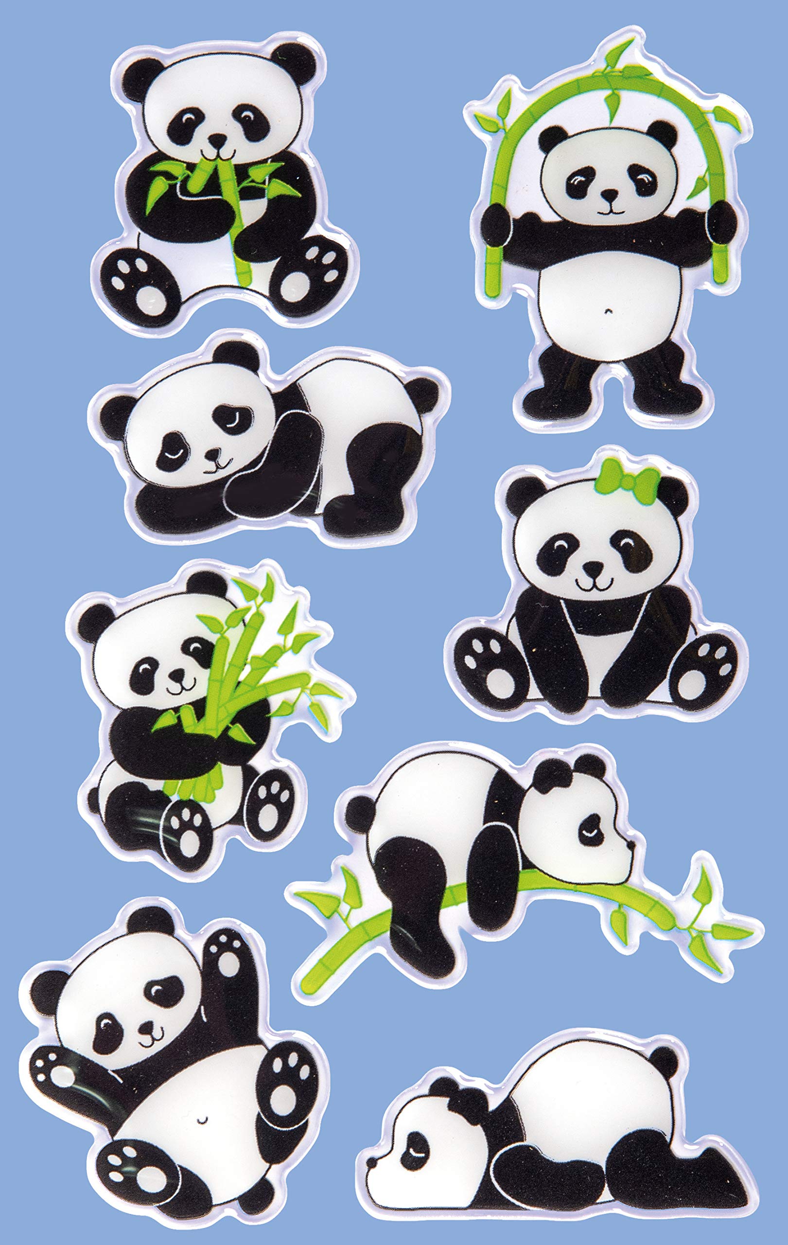 Avery Zweckform 8-Piece 3D Panda Stickers for Kids - Glossy Collectible Craft Stickers for Scrapbooking, DIY Projects & School Activities - Art. 57297