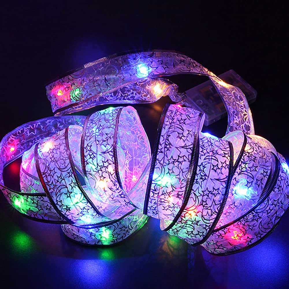 ROPALIA Fairy Lights - 13ft 40 LED Christmas Ribbon String Lights Battery Operated & Waterproof - Indoor/Outdoor Holiday Decor for Xmas Tree, Party, Wedding, Garden, Patio, and Home Decoration