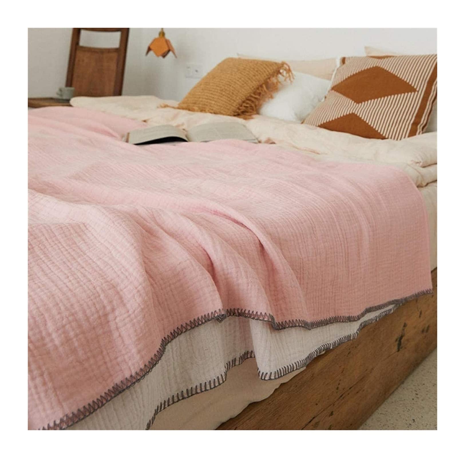 HUANE Cooling Blanket for Summer - Ultra Soft Flannel Fleece Throw - Lightweight Microfiber Quilt for Bed, Sofa & Travel - Warm & Fluffy Solid Blanket (Pink White, 200x230cm) - Perfect for Hot Sleepers, Air Conditioning Rooms & Cozy Nights