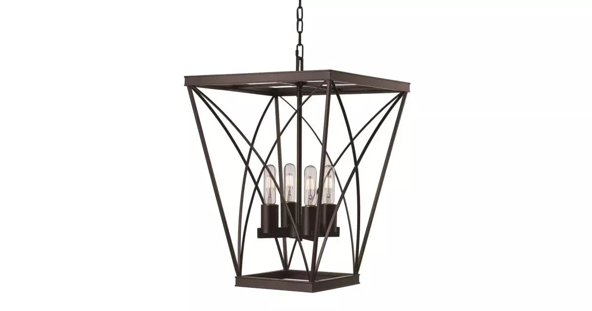 Trans Globe Lighting 11224 ROB Legacy Cage Four Light Hanging Pendant - Rubbed Oil Bronze Finish | Vintage Industrial Ceiling Light for Dining Room, Kitchen Island & Entryway