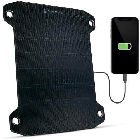 Premium Sunnybag Leaf PRO 7.5W Solar Charger - Lightweight Waterproof Flexible Solar Panel for Hiking Backpacks | Outdoor Portable Power Bank for Camping, Backpacking & Emergency Power Supply | Includes Fastening Gear