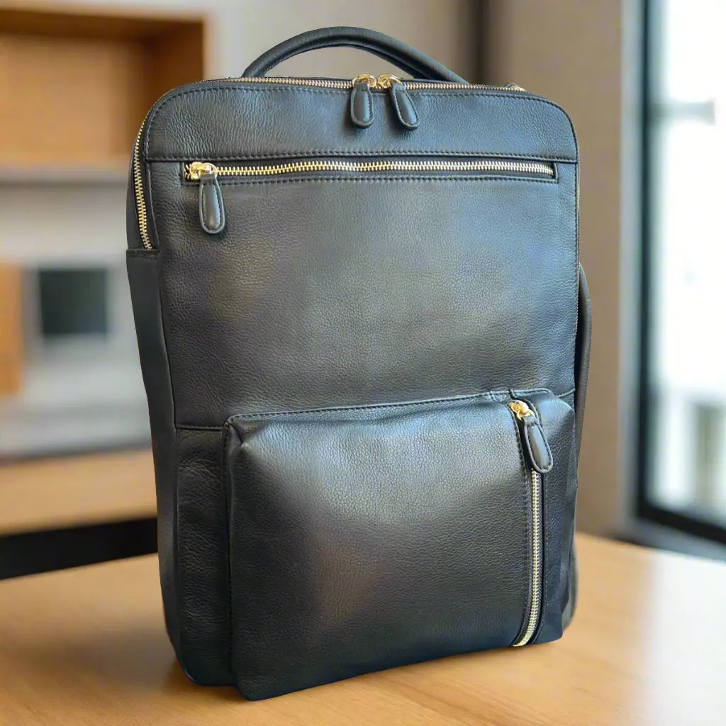 BOL Convertible Leather Backpack for Women & Men - 15.6 Inch Laptop Bag with USB Charging Port - Perfect for Work, Travel & School