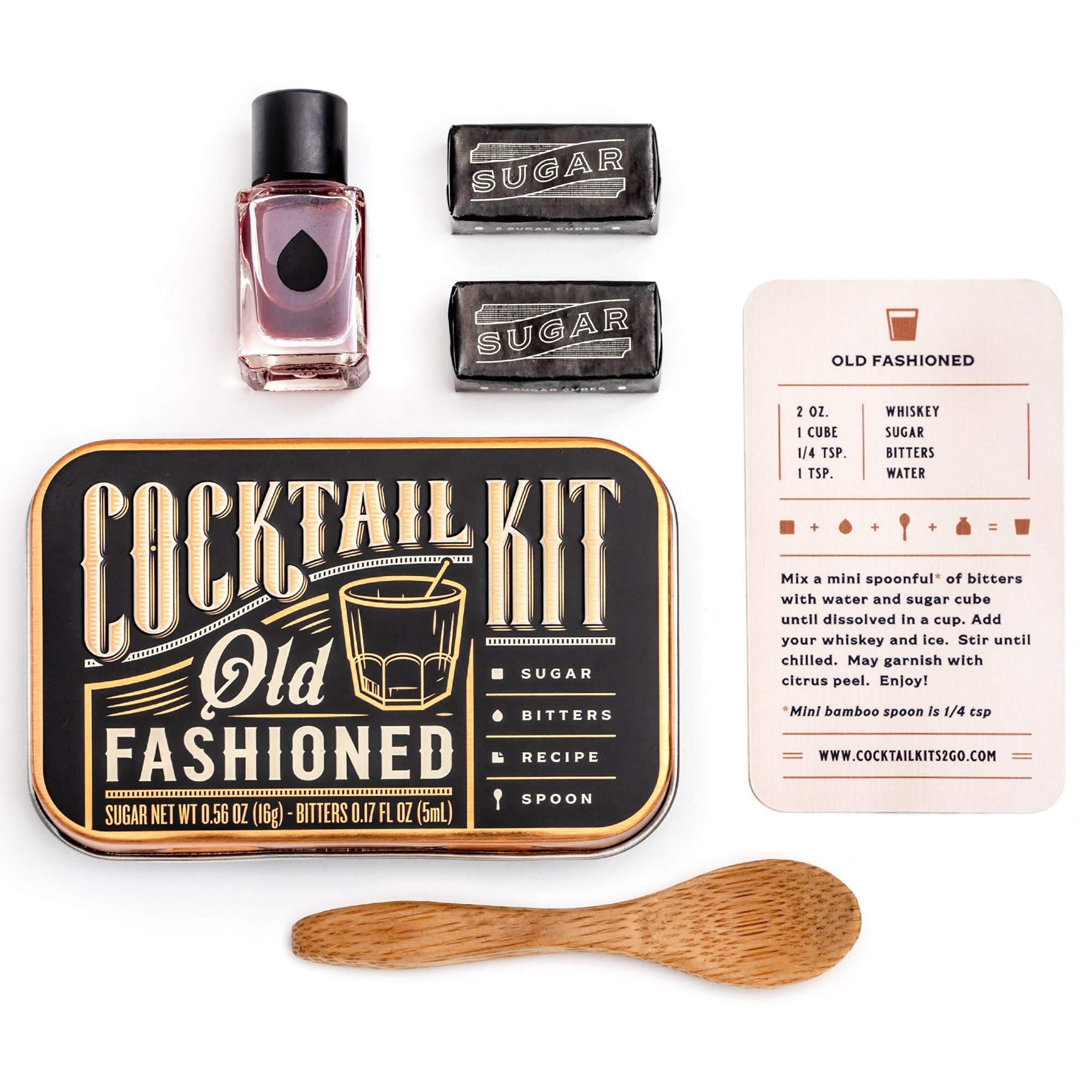Old Fashioned Cocktail Kit - Premium Whiskey Mixing Set with Bitters, Sugar Cubes & Orange Peel - Perfect for Home Bars, Parties & Gifts for Cocktail Lovers