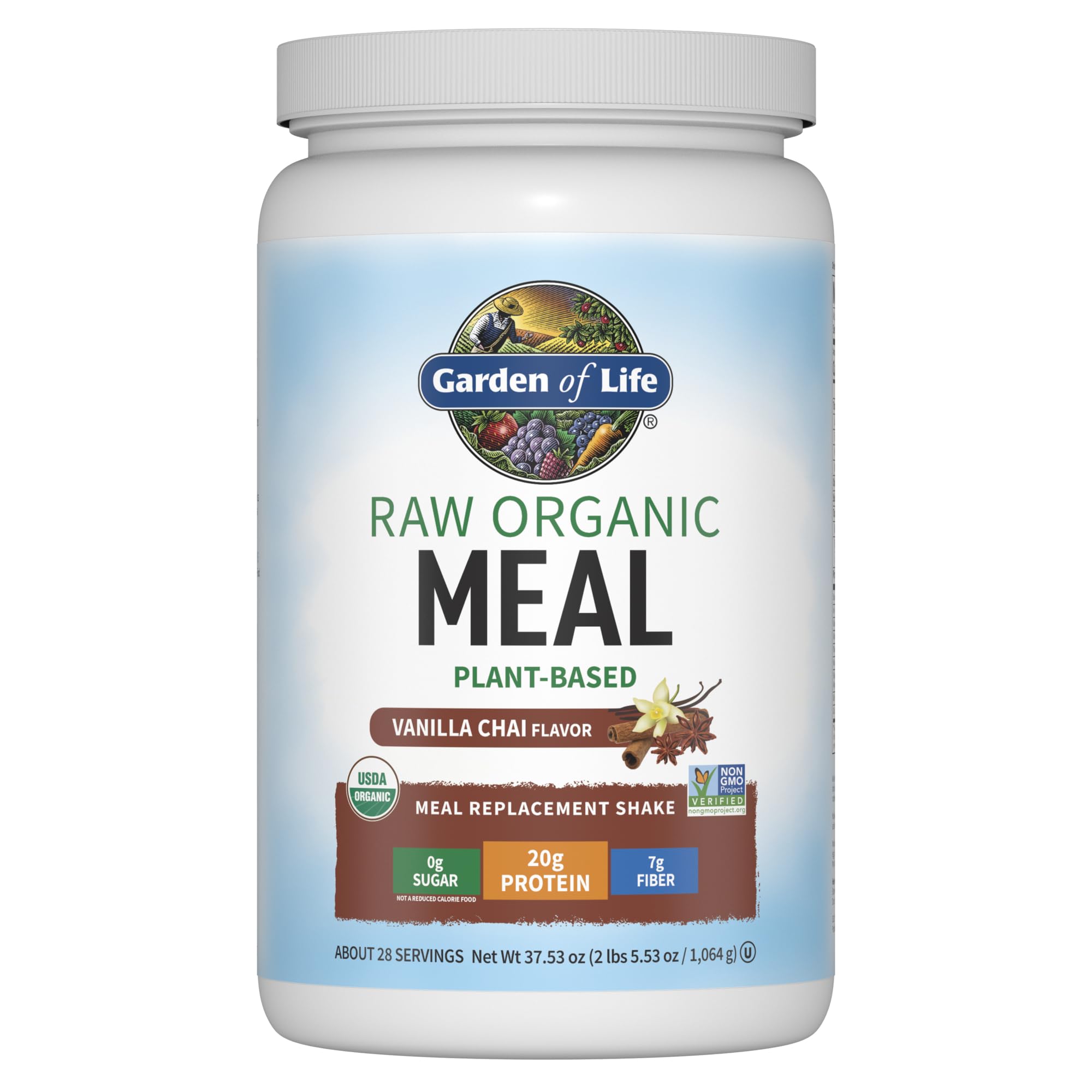 Garden of Life Vegan Protein Powder - Raw Organic Meal Replacement Shakes with Plant-Based Pea Protein, Sprouts, Greens & Probiotics | Dairy-Free Vanilla Chai Flavor (28 Servings) | Perfect for Post-Workout Recovery, Weight Management & Healthy Breakfast Smoothies
