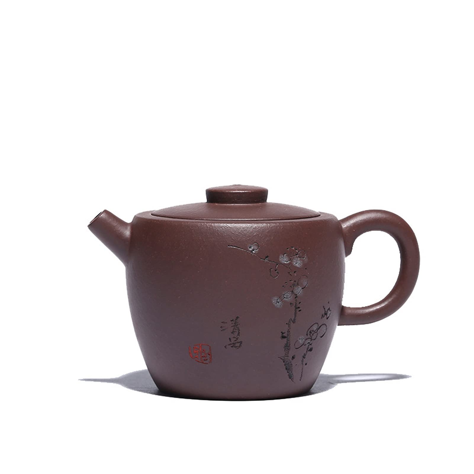 Premium Yixing Purple Clay Teapot 130ml - Authentic Chinese Kung Fu Tea Pot with Raw Tea Cup - Handcrafted Purple Mud Giant Wheel Beads Design - Perfect for Gongfu Tea Ceremony & Home Tea Brewing