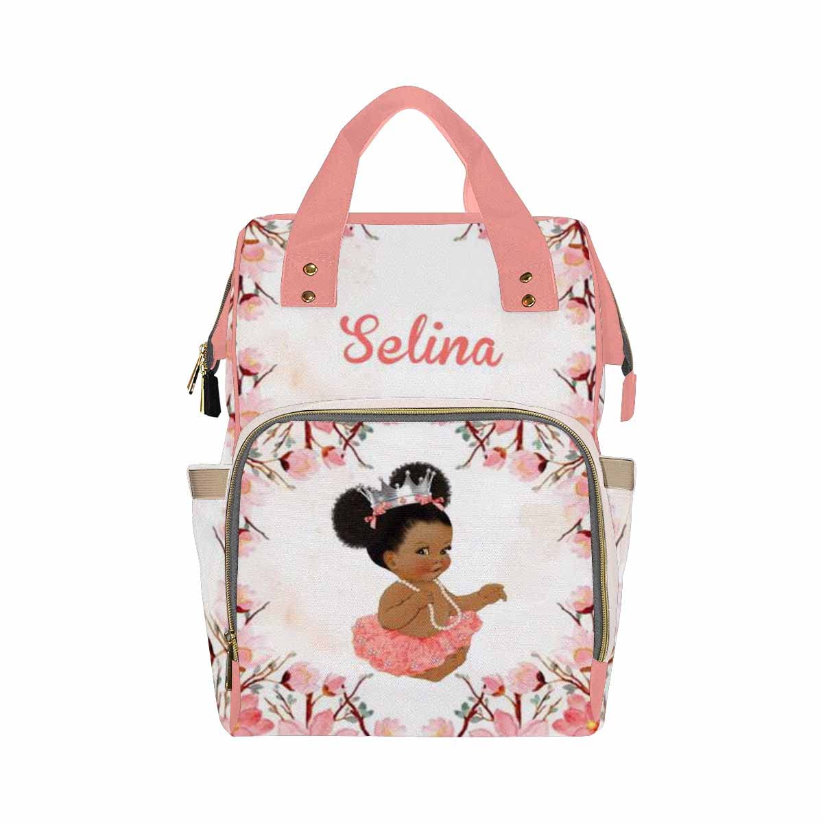 Personalized Diaper Backpack with Custom Name - Pink Floral Black Baby Bag for Women, Moms & College Students | Stylish Daypack for Daycare, Travel & Daily Use