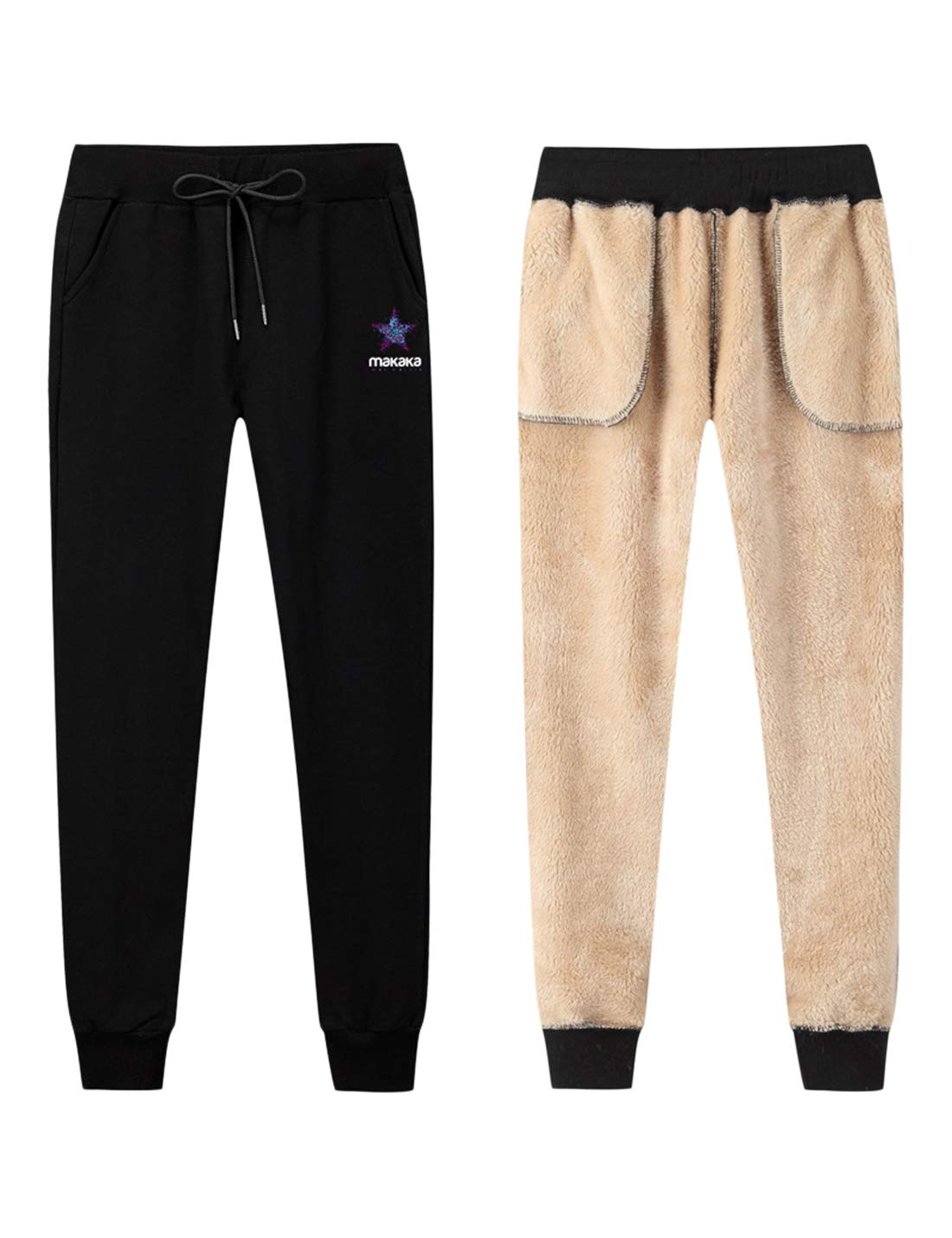 Yeokou Women's Warm Sherpa Lined Athletic Sweatpants - Soft Fleece Joggers with Elastic Waistband for Yoga, Running & Lounge Wear - Cozy Winter Workout Pants for Women