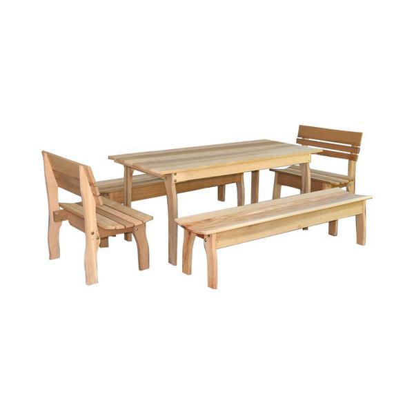 Premium Cedar Wood Kitchen Table Set - Rustic Farmhouse Dining Room Furniture for Family Gatherings & Entertaining