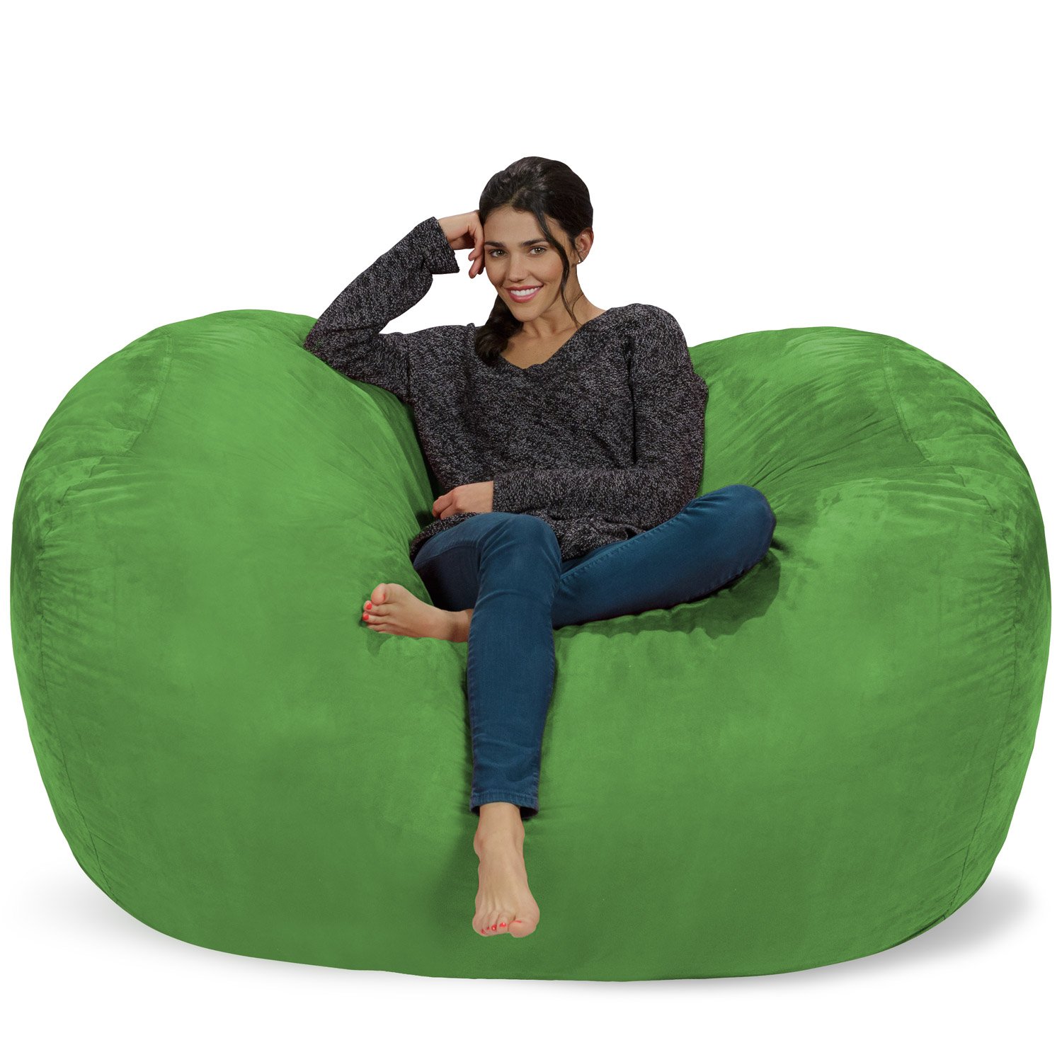 Chill Sack 6-Foot Memory Foam Bean Bag Chair - Extra Large Lounger with Soft Microfiber Cover (Lime Green) for Living Room, Game Room, Dorm & Relaxation Space