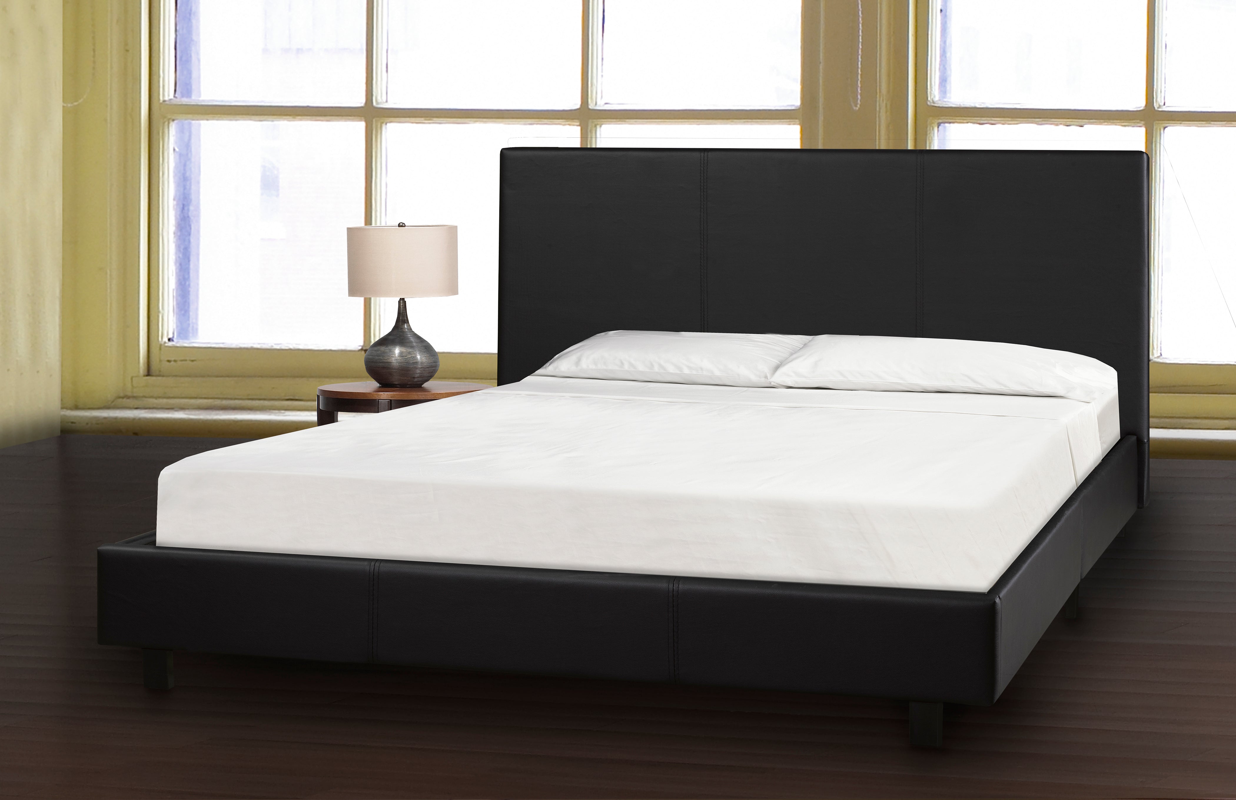 Belize Platform Bed Frame - Queen Size Modern Wood Bed with Headboard - Sturdy & Stylish for Bedroom, Guest Room, or Dorm