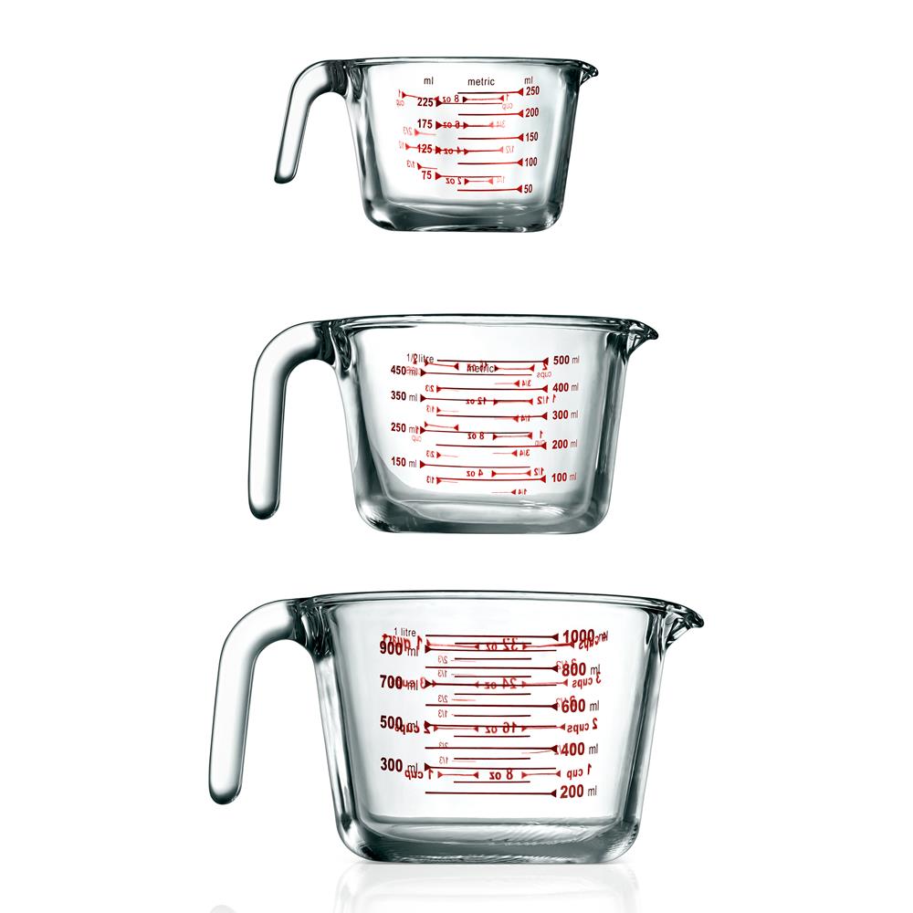 Premium Glass Measuring Cup Set - 4-Piece Shatterproof Kitchen Measuring Cups with Spout & Handle for Baking, Cooking, and Mixing - Microwave & Dishwasher Safe