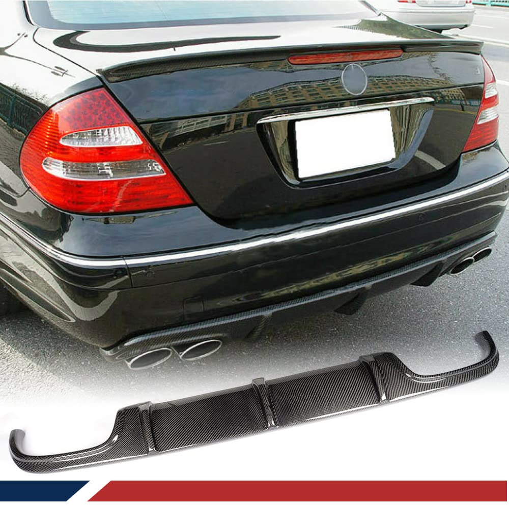 Carbon Fiber Rear Diffuser for Mercedes Benz E-Class W211 E55 AMG (2002-2006) - Custom Body Kit Bumper Cover Protector - High Gloss Black - Enhances Aerodynamics & Sporty Look for Street Racing & Car Shows