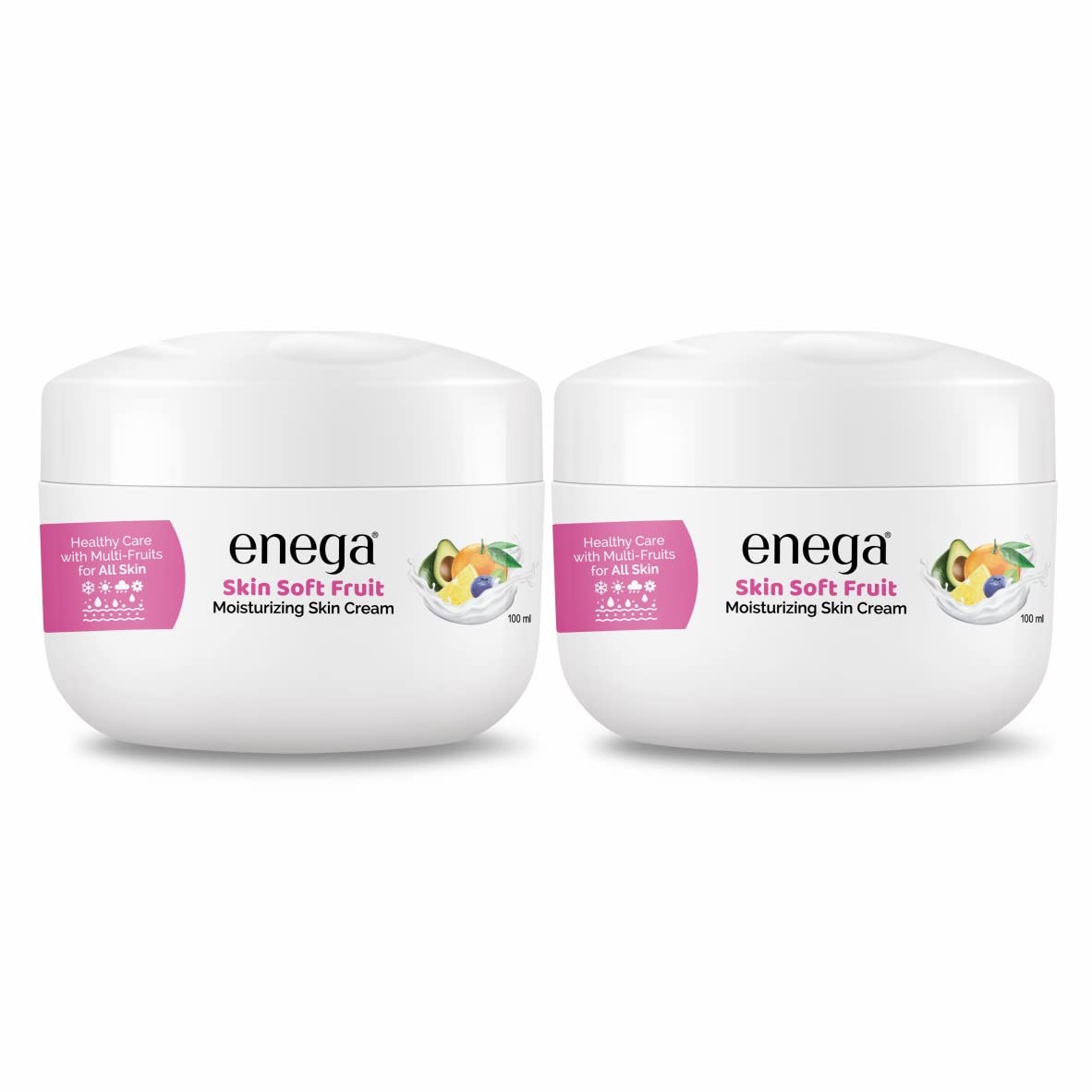 Enega Aloe Vera Honey & Almond Skin Soft Fruit Multi-Vitamins Moisturizing Cream - All Skin Types for Men, Women & Girls - 100ml (Pack of 2) - Perfect for Daily Hydration & Nighttime Skin Care