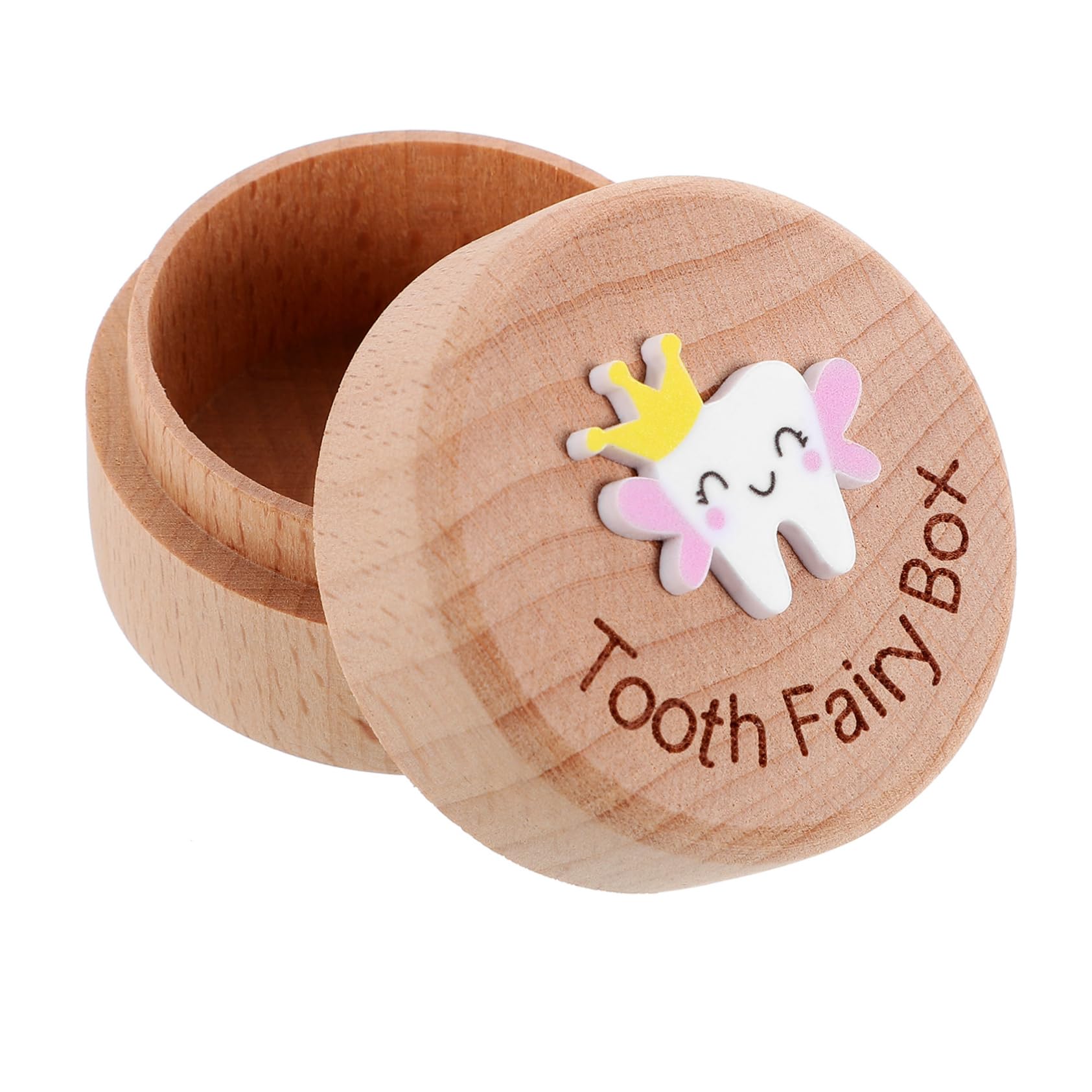 PRETYZOOM Wooden Baby Tooth Keepsake Box - First Tooth Holder for Kids, Children's Tooth Fairy Organizer with Fetal Hair Storage - Perfect for Baby Shower Gifts & Memory Preservation