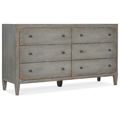 6-Drawer Traditional Wood Dresser in Speckled Gray - Solid Wood Bedroom Storage Furniture for Clothes & Accessories | Perfect for Master Bedroom, Guest Room & Nursery Organization