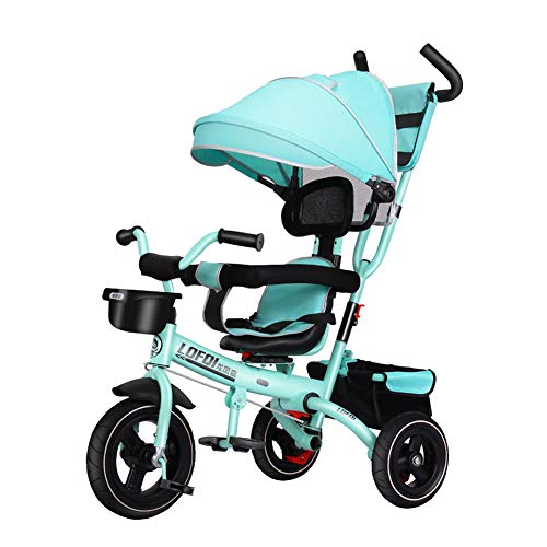 Foldable Baby Tricycle Stroller with Swivel Seat & Sun Canopy - Lightweight Kids Bike for Boys & Girls, Perfect Birthday Gift (Green) - Ideal for Outdoor Play, Park Rides & Learning to Pedal