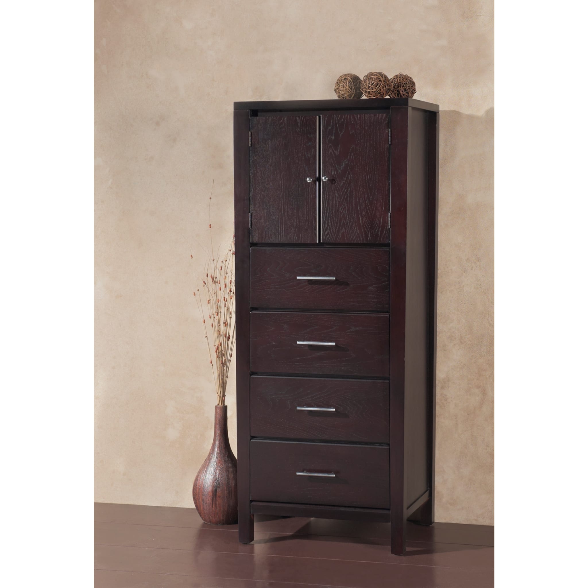 Nevis Espresso Lingerie Chest - 5 Drawer Wooden Storage Organizer for Bedroom, Closet & Boudoir (2024 Collection) | Perfect for Underwear, Socks & Jewelry Organization