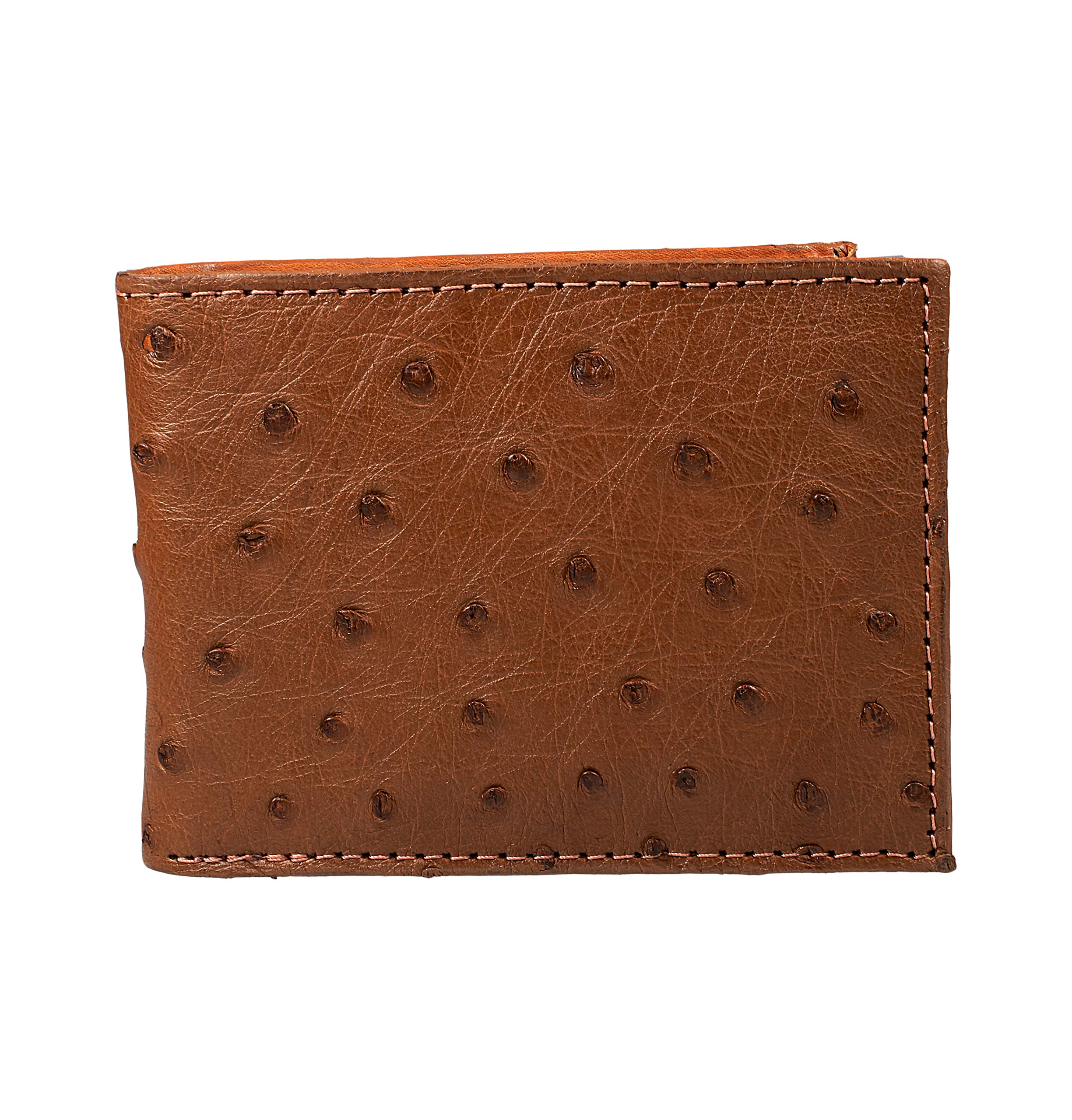 Genuine Ostrich Leather Exotic Wallet for Men & Women - Premium Brown Luxury Bifold Wallet with RFID Protection - Perfect for Travel, Business & Everyday Use