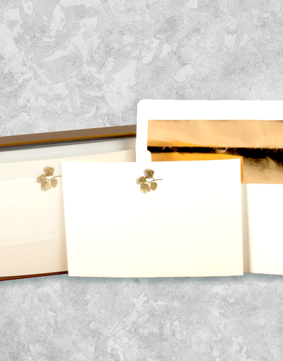 Golden Pinecone Flat Correspondence Cards - Elegant Stationery for Wedding Invitations, Thank You Notes & Greeting Cards - Premium Quality for Special Occasions