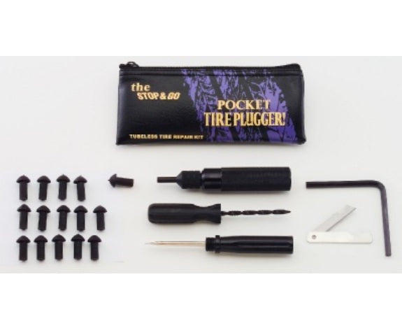 Stop & Go Pocket Plugger Tubeless Motorcycle Tire Repair Kit - Quick & Easy On-The-Go Tire Puncture Fix for Adventure Riders & Commuters