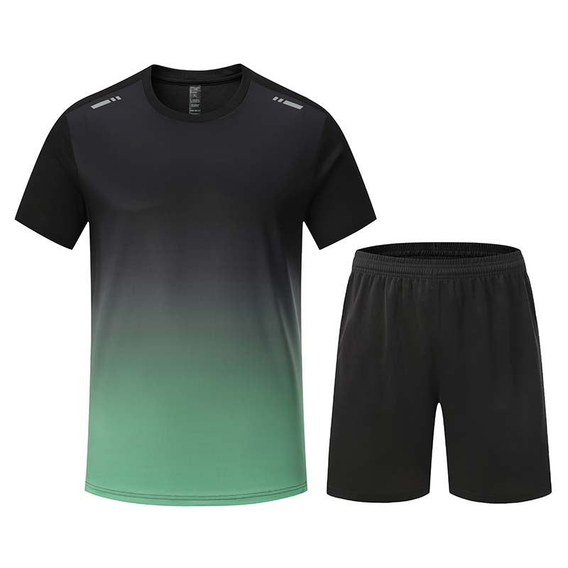 Breathable Crew Neck Fitness Short Sleeve Running T-Shirt & Athletic Shorts Set - Perfect for Gym Workouts, Jogging & Outdoor Sports