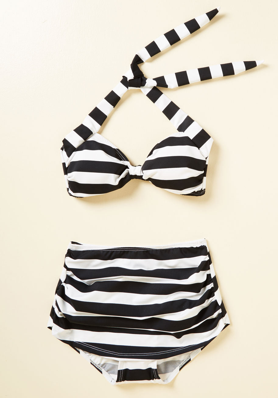 Black Striped High Waisted Bikini Bottom for Women - Sexy Swimwear for Beach, Pool & Summer Vacations