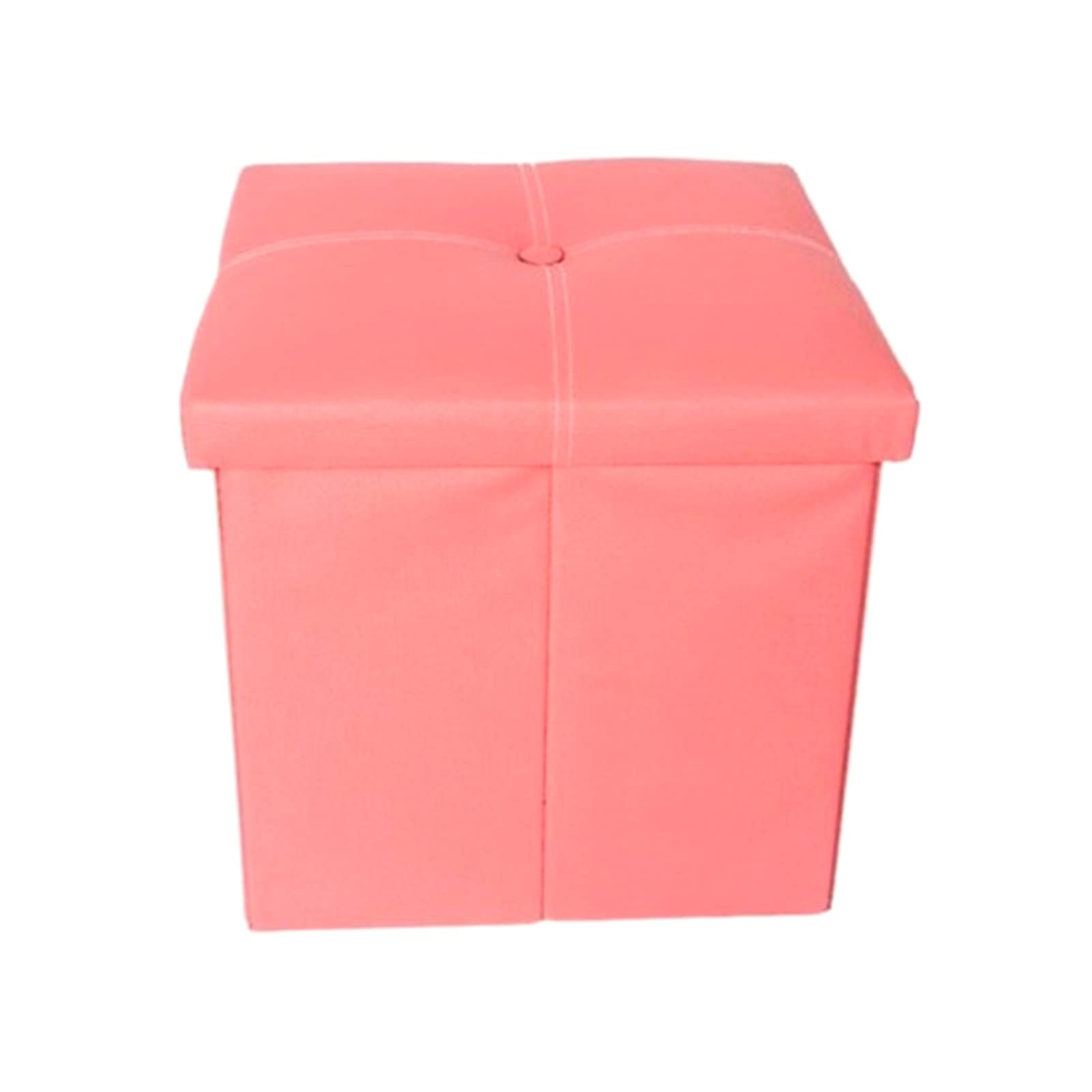 MEIE Storage PU Leather Footrest Stool - Space Saving Square Ottoman with Strong Load Capacity for Home Office, Living Room & Bedroom - Solid Furniture Footstool (Pink) - Perfect for Relaxing, Reading & Extra Seating