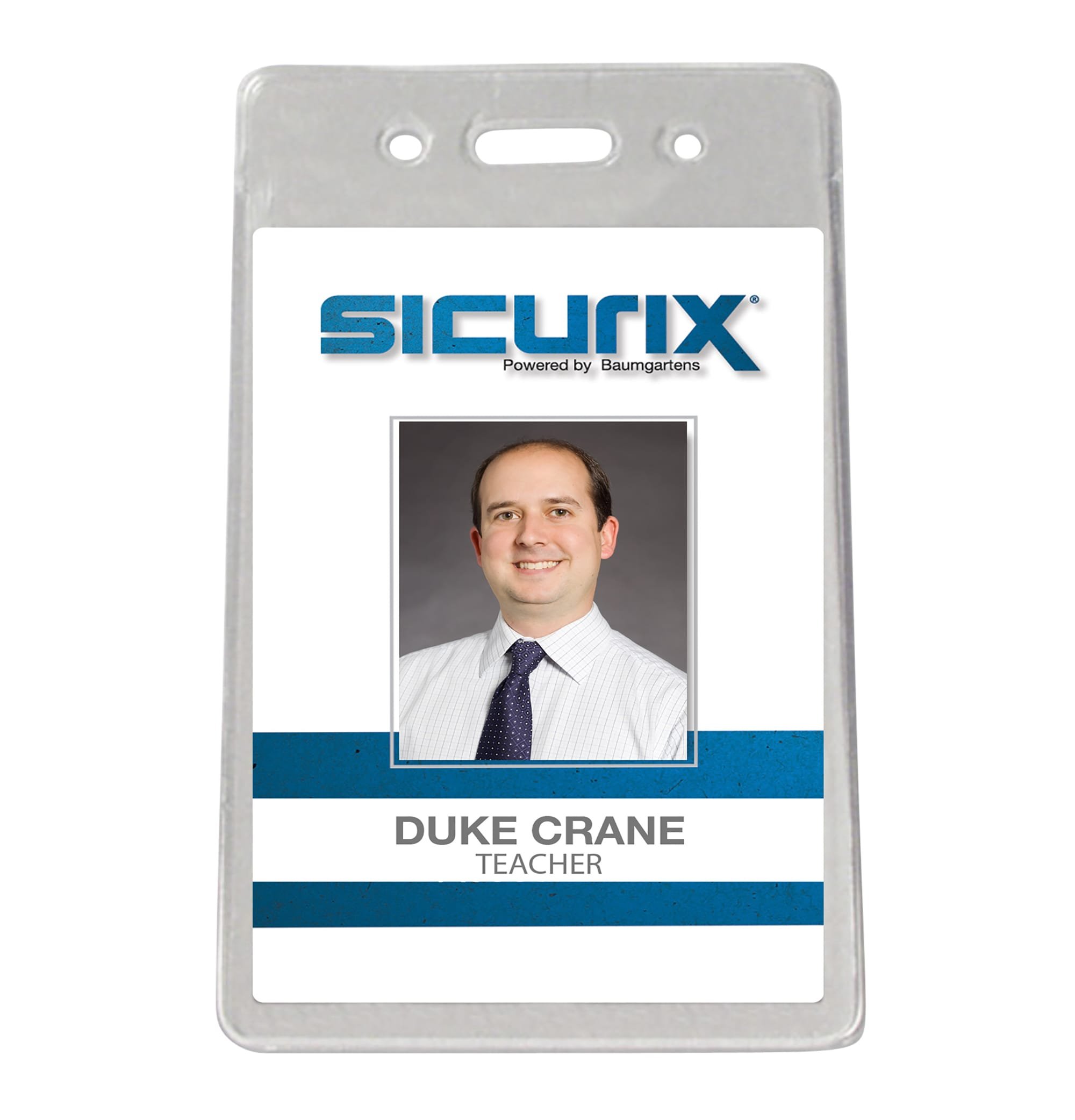 50 Pack SICURIX Clear Plastic ID Badge Holders with Pre-Punched Holes - Compatible with Lanyards, Badge Reels, Chains & Barb Clips for Business, Events & Security Use