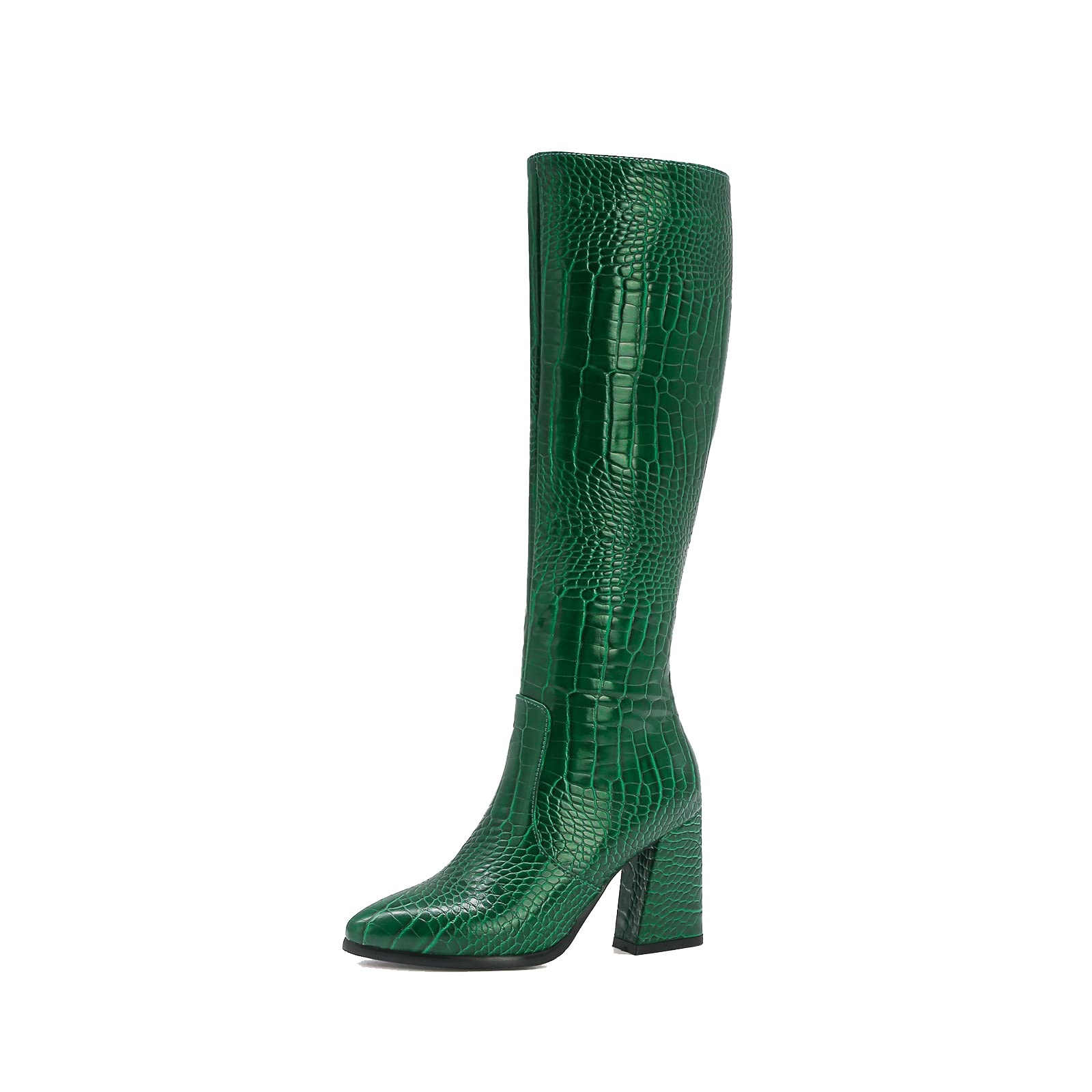 Women's Knee-High Chelsea Boots - Round Toe Chunky Heel Platform Boots for Women | Gothic Thigh High Boots for Fall Winter Fashion, Outfits & Streetwear