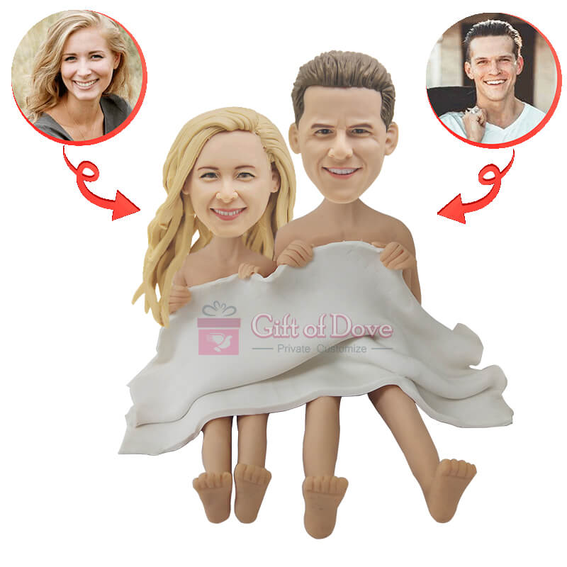 Personalized Couple Bobblehead Custom Blanket - Unique Anniversary Gift for Couples, Wedding Present, Valentine's Day Gift Idea - Perfect for Cuddling on the Couch, Bedroom Decor, and Romantic Surprises