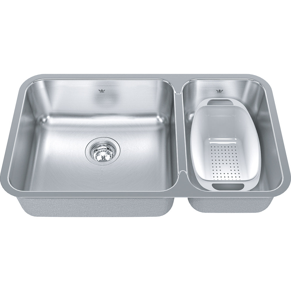 Kindred Steel Queen Collection 31-Inch Double Bowl Stainless Steel Kitchen Sink QCUA1831R 8N - Perfect for Modern Kitchens, Food Prep & Dishwashing