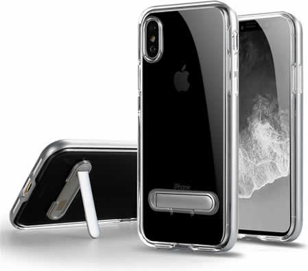 Apple iPhone 7 Clear Gel Case with Stand - Slim Protective Cover with Kickstand (Silver) - Perfect for Watching Videos, Video Calls & Hands-Free Use