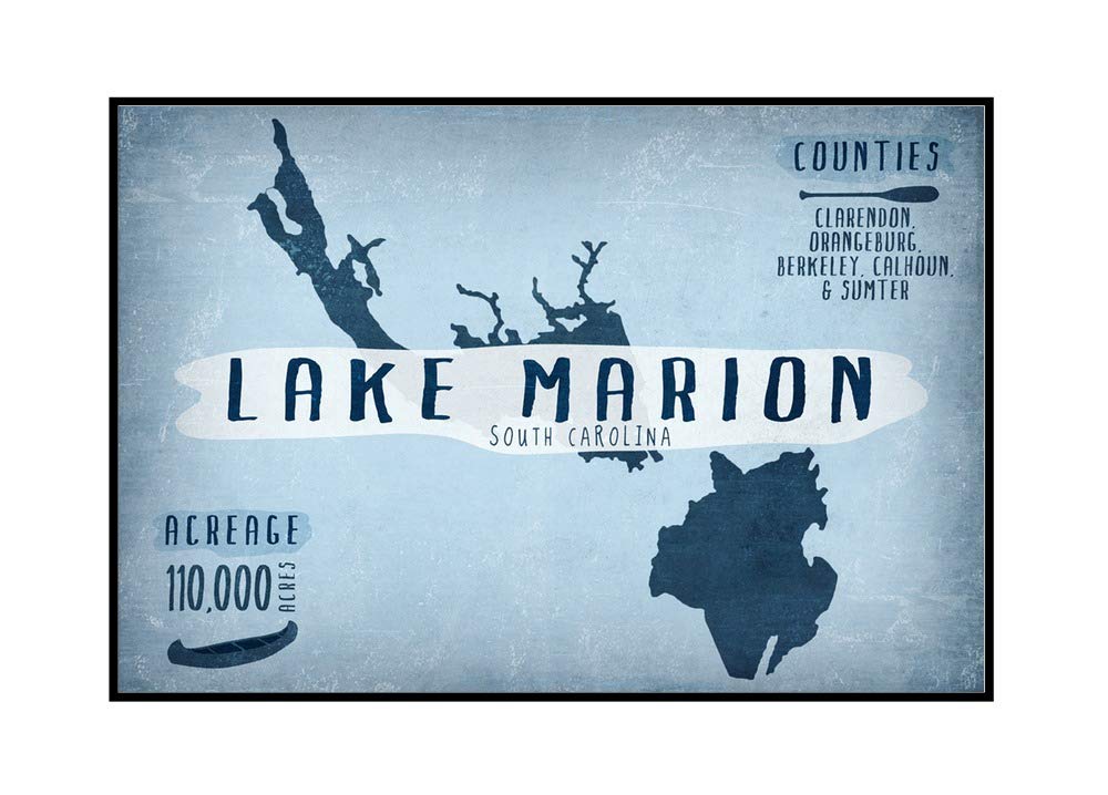Lake Marion South Carolina Framed Canvas Print - 36x24 Gallery Wrapped Wall Art for Home & Office Decor | Perfect for Living Room, Bedroom or Office