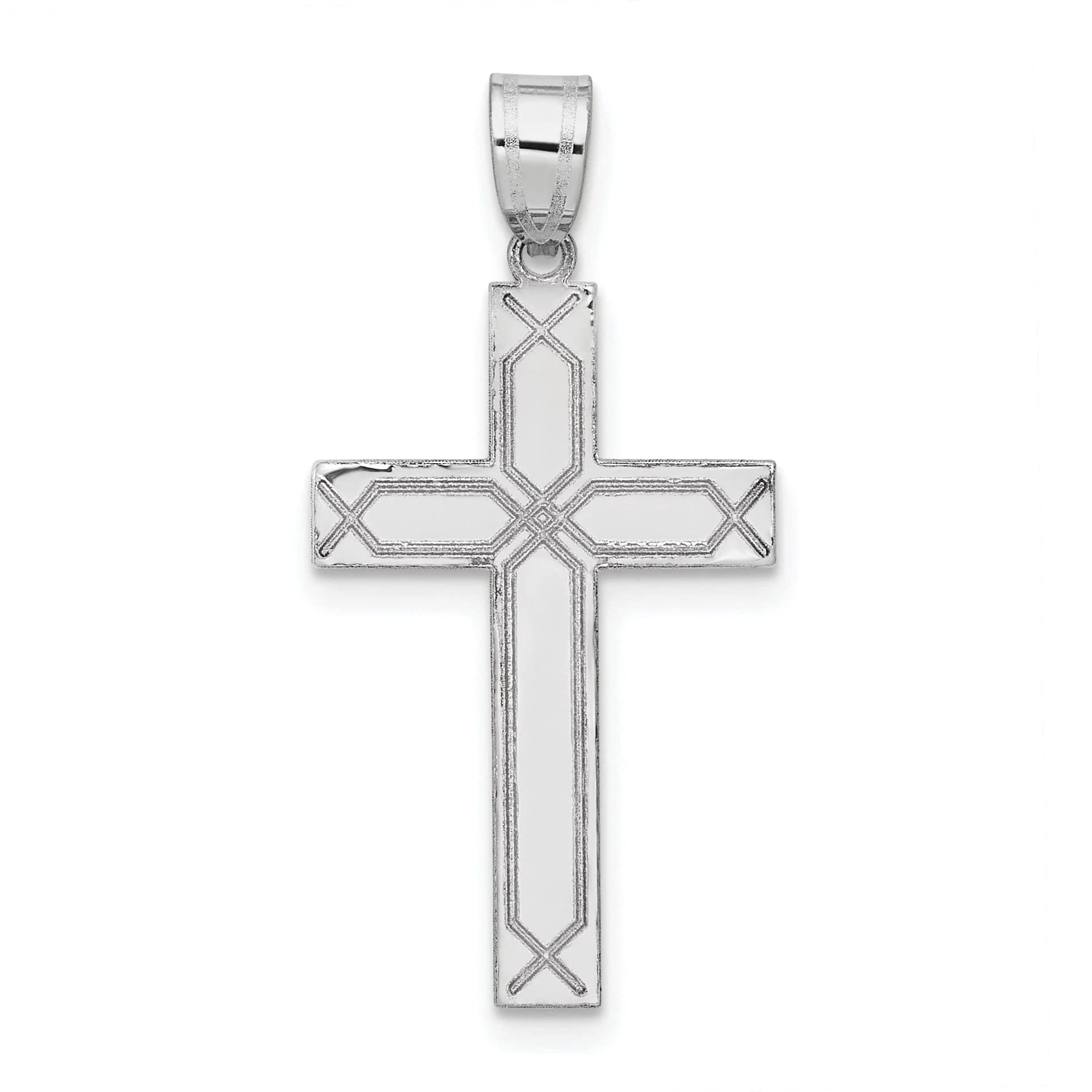 14K White Gold Solid Cross Pendant Necklace for Women - Elegant Religious Jewelry Gift for Baptism, Confirmation & Everyday Wear