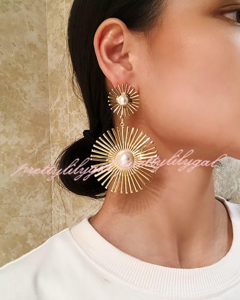 Beaded Double Geometric Pattern Drop Earrings for Women - Boho Chic Handmade Jewelry - Perfect for Parties, Weddings & Special Occasions