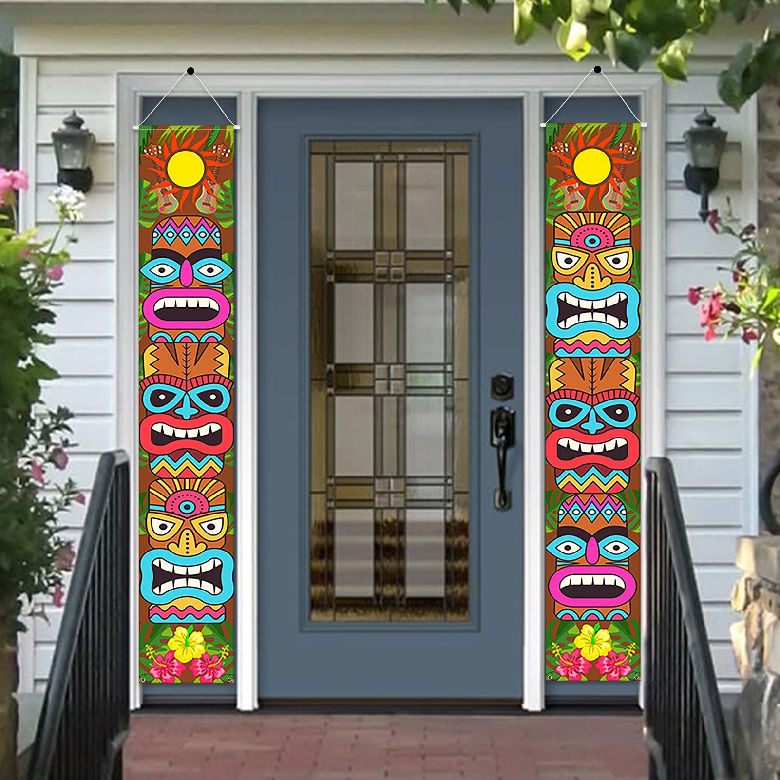 Hawaiian Luau Party Decorations - Tiki Banner & Aloha Tropical Porch Signs, Windproof Wall Hanging Decor for Home, Office & Events | Perfect for Backdrops, Themed Parties & Outdoor Gatherings