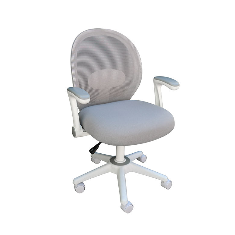 Boss Grey Mesh Ergonomic Flip Arm Task Chair with White Frame B676WT GY - Perfect for Home Office, Conference Rooms & Workstations