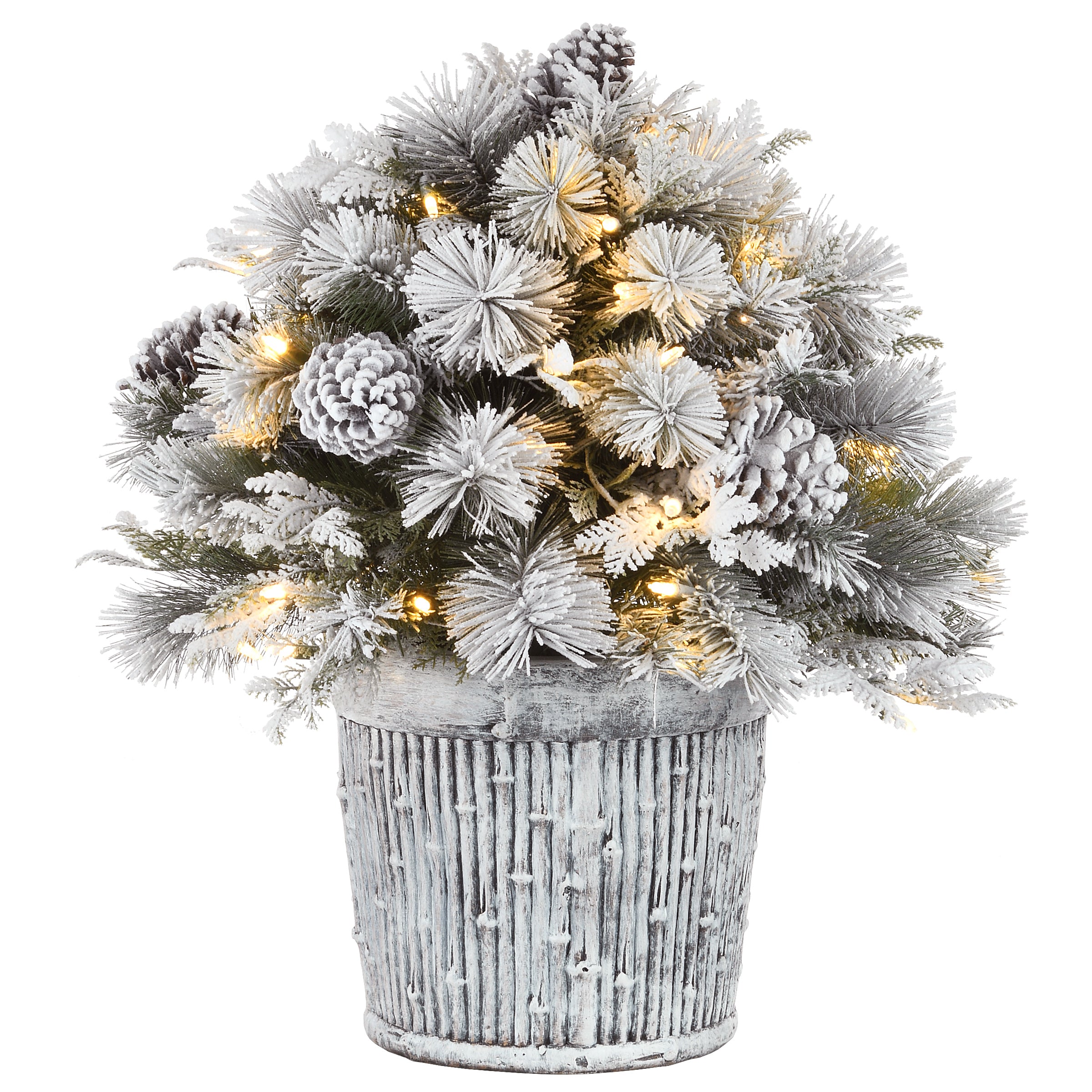 22 Inch Pre-Lit Snowy Chihuahua Basin Christmas Tree with Warm White LED Lights - Perfect for Holiday Home Decor, Office, and Party Festive Atmosphere