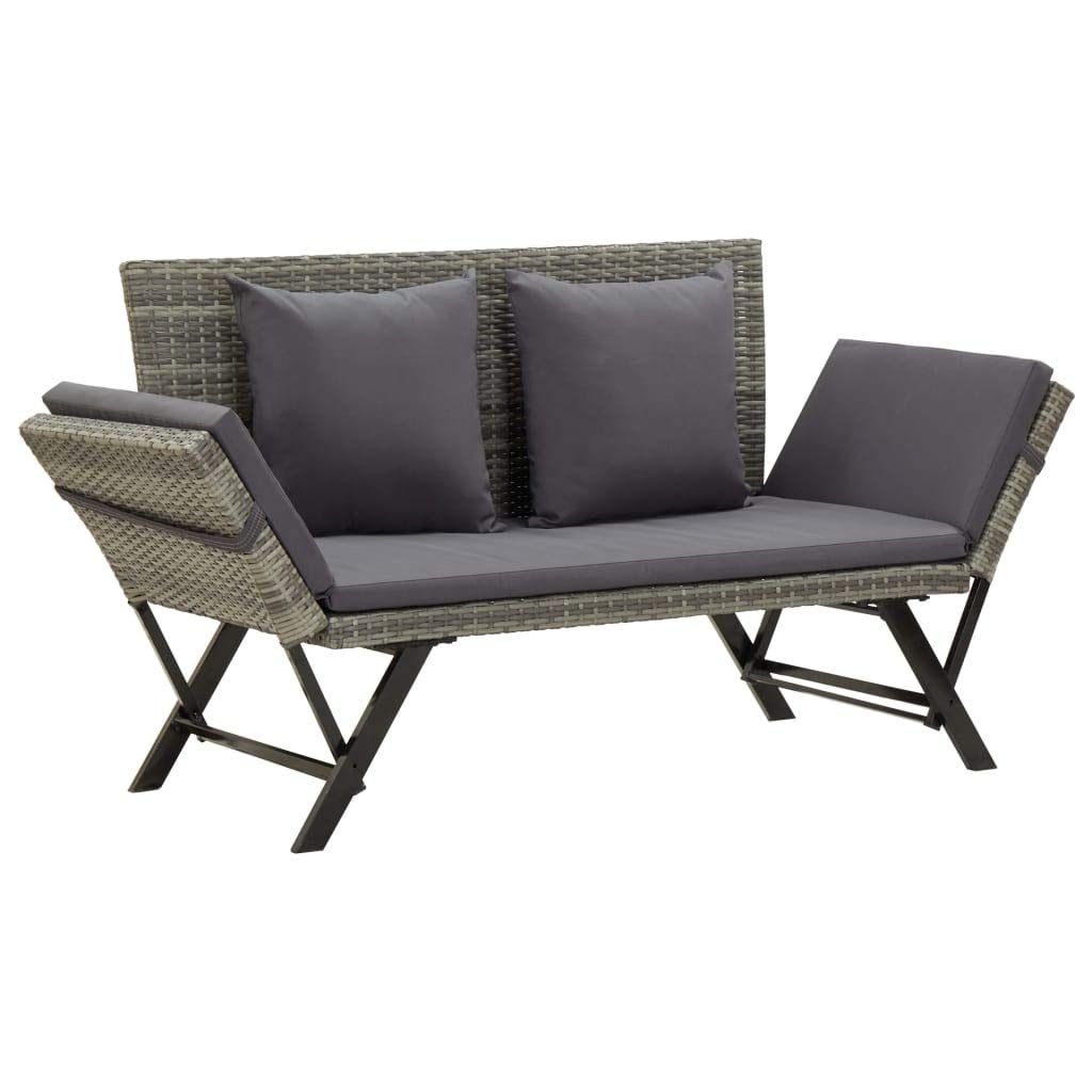 Outdoor Wicker Loveseat Set of 2 - Gray Rattan Patio Furniture with Removable Cushions - 69.3