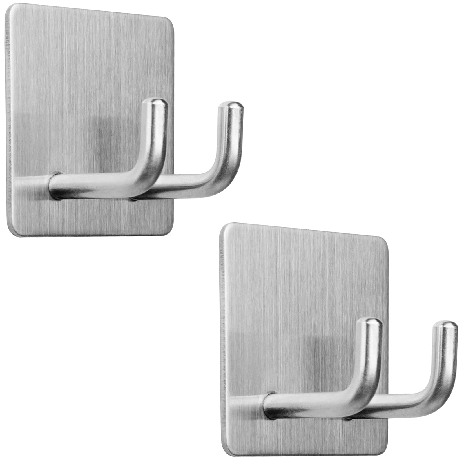 Stainless Steel Adhesive Hooks - Razor Holder for Shower, Bathroom Wall Towel Hooks, Self-Adhesive Door Hangers for Coats, Loofahs & Robes - Perfect for Bathroom Organization & Space Saving