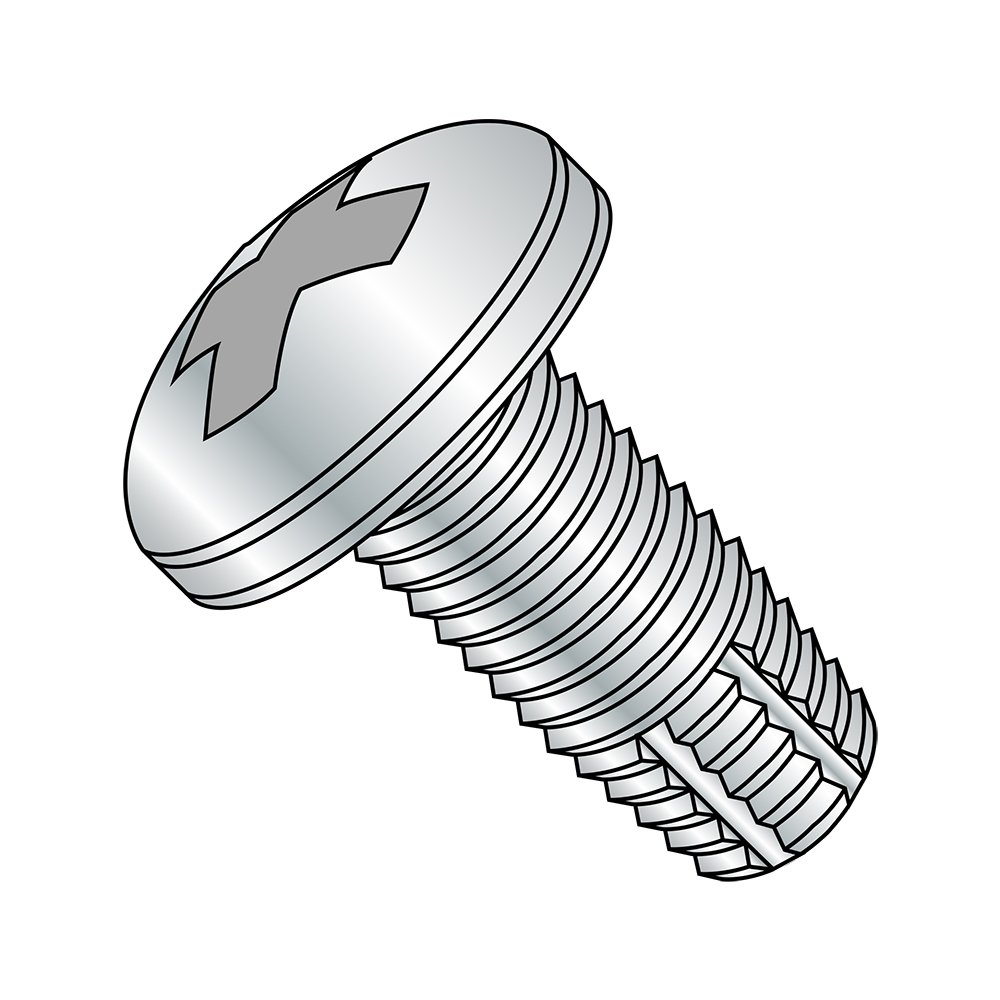 Small Parts 1408FPP Zinc Plated Steel Thread Cutting Screw, Pan Head Phillips Drive Type F, 1/4