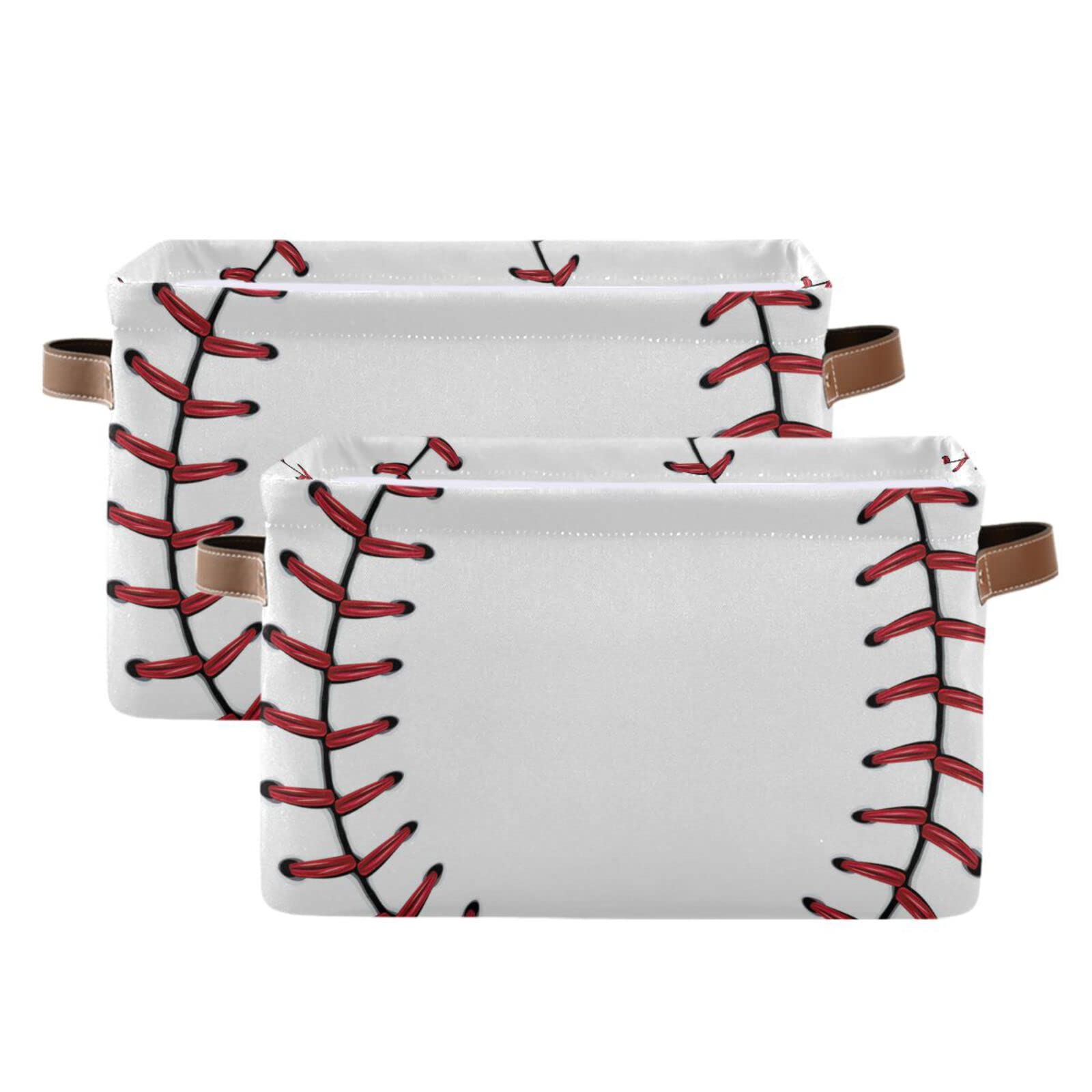 Collapsible Laundry Hamper with Handles - 2 Pack Large Storage Baskets for Baseball Softball Equipment, Toys & Blankets | Red Lace Nursery Bins for Bedroom, Closet & Living Room Organization | Perfect for Sports Gear Storage & Home Organization