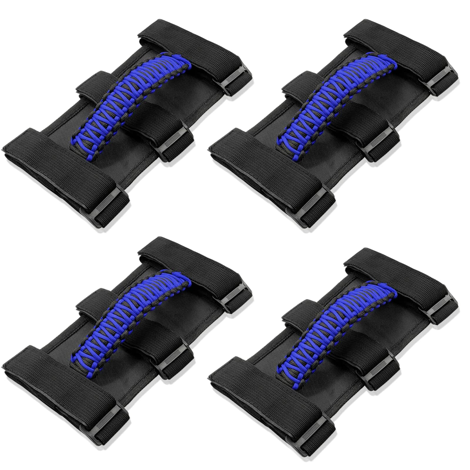 Jeep Wrangler Roll Bar Grab Handles (4PCS) - Compatible with Jeep Wrangler YJ TJ JK JKU JL JLU 1955-2023 & Gladiator JT - Durable Woven Door Assist Handles for UTV & ATV (Blue) - Perfect for Off-Roading, Camping & Outdoor Adventures