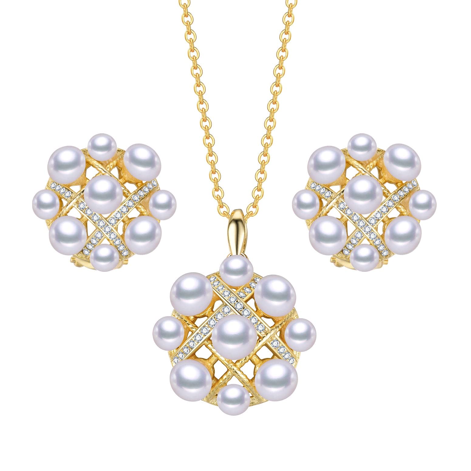 Elegant Freshwater Pearl Jewelry Set - Dainty Pearl Earrings & Necklace for Women | Perfect for Weddings, Parties & Special Occasions