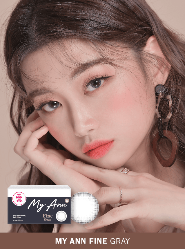 My Ann Fine Gray Contact Lenses (2 Pairs) - Monthly Disposable, Buy 1 Get 1 Free - Perfect for Daily Wear, Cosplay & Special Occasions