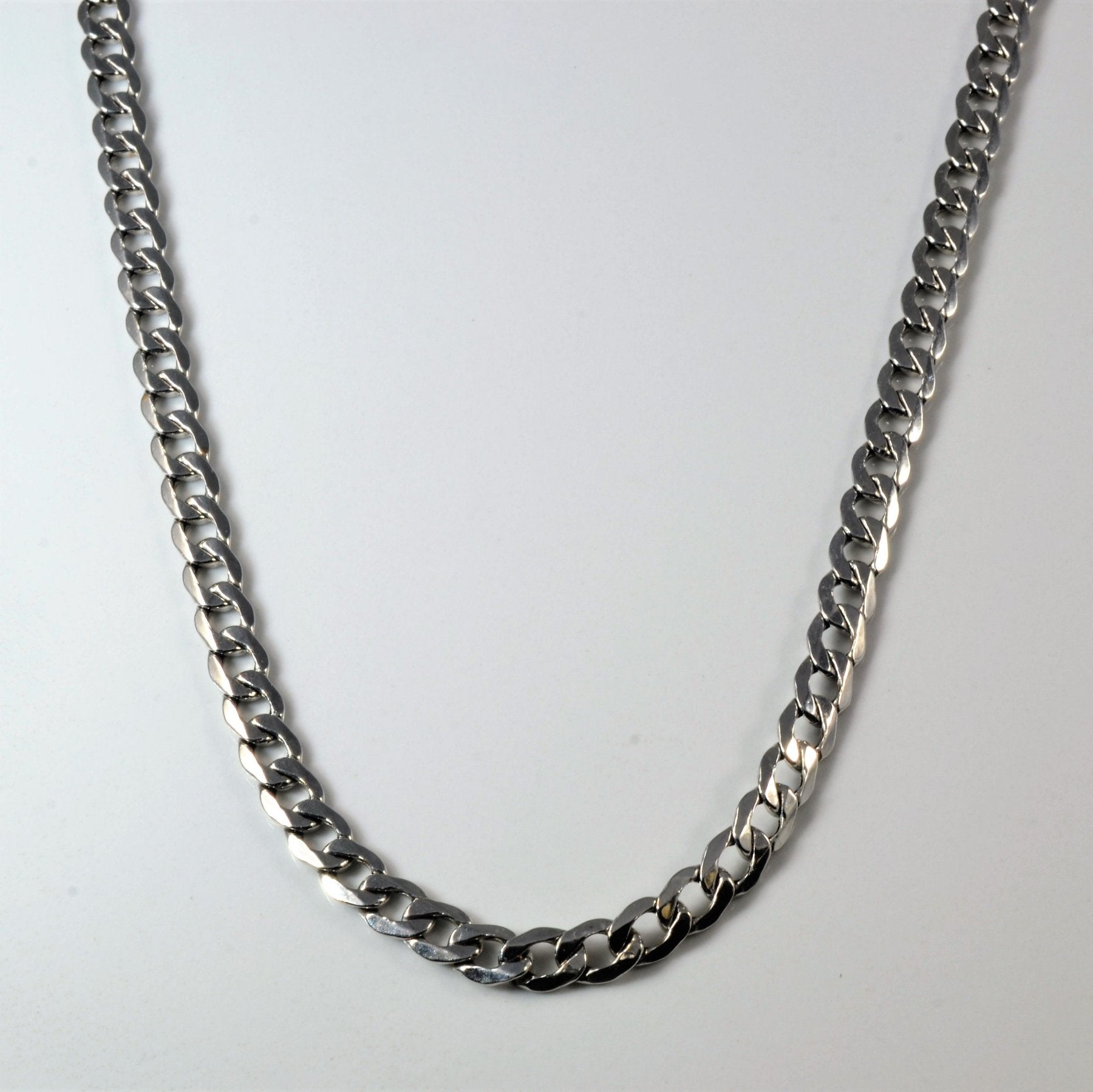 10K White Gold Curb Chain Necklace 24 Inches - Durable & Hypoallergenic Jewelry for Women, Perfect for Everyday Wear, Gifts & Special Occasions