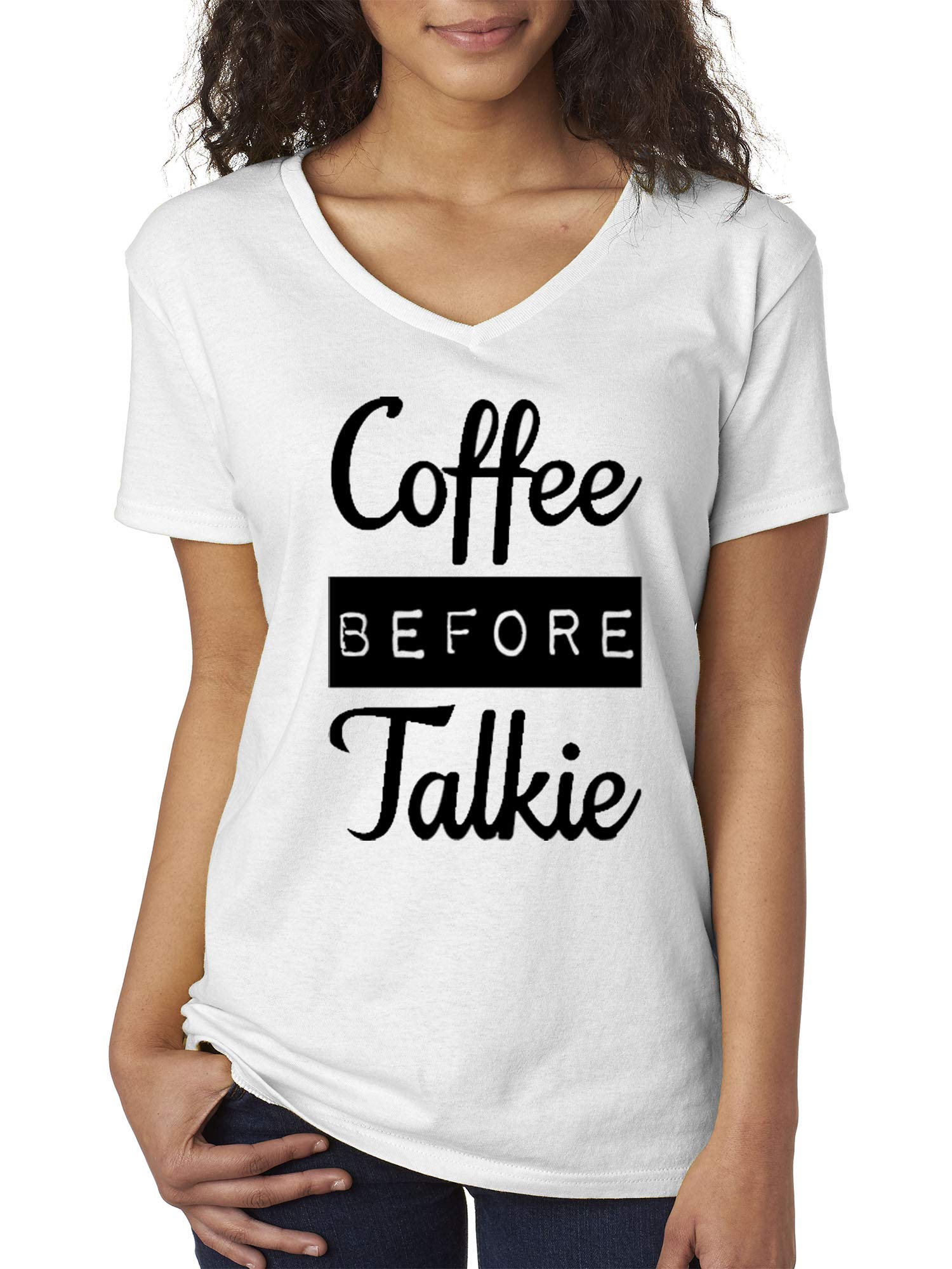 Women's V-Neck T-Shirt - Funny Coffee Lover Graphic Tee - Soft Cotton Casual Shirt for Everyday Wear | Perfect for Coffee Dates, Work & Weekend Outfits