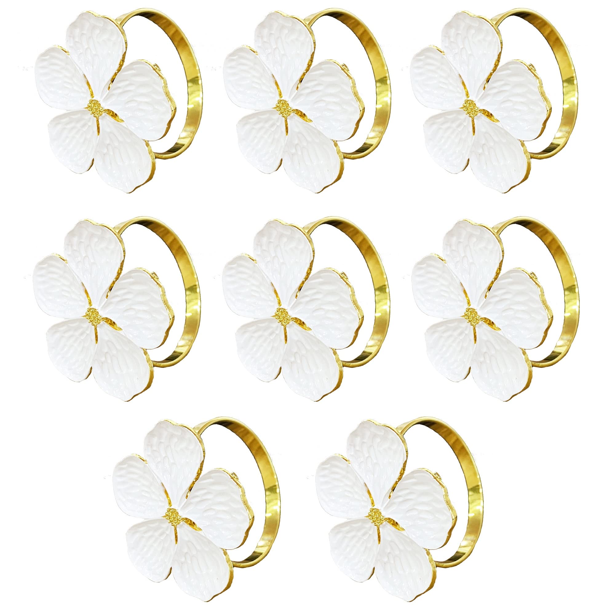 8Pcs Floral Napkin Rings - Elegant Table Decor for Thanksgiving, Picnic, Wedding & Party | Napkin Holders for Dining, Restaurant & Home Decorations